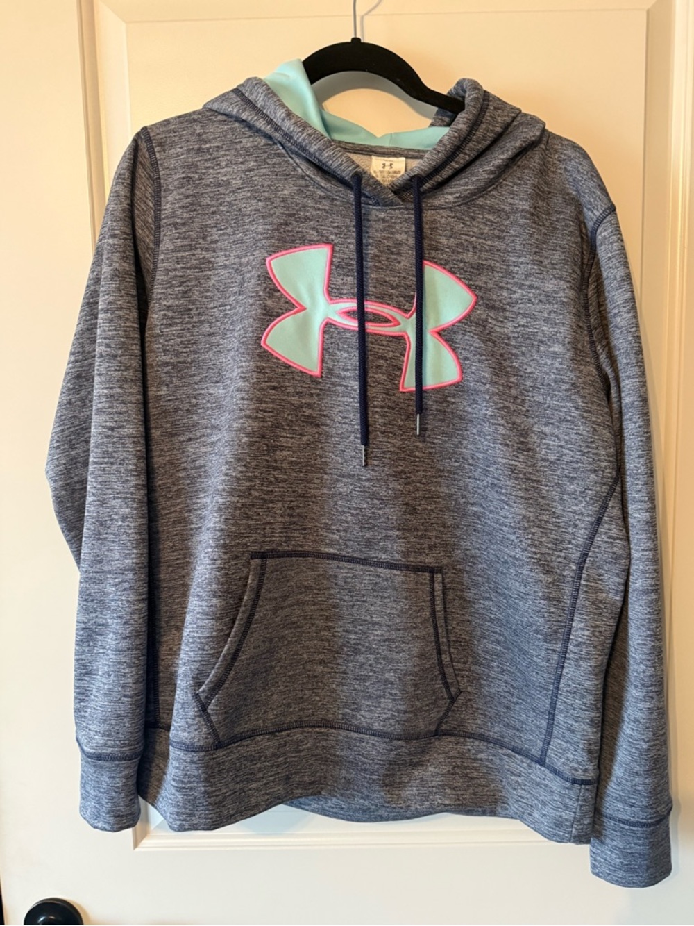 Under Armour Heather Gray Hoodie with Mint and Pink Logo